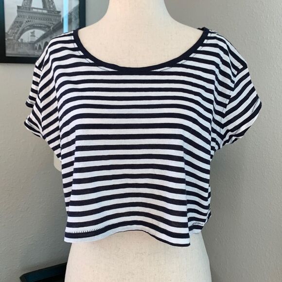 Zara crew neck crop top tee shirt organic cotton sz large - Picture 1 of 8